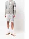 Diagonal Cable V-Neck Knit Cardigan Light Grey - THOM BROWNE - BALAAN 3