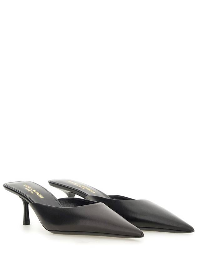 Women's Barbara Smooth Leather Mules Black - SAINT LAURENT - BALAAN 4