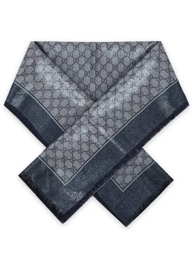 Shiny GG Wool Jacquard Muffler Blue - GUCCI - BALAAN 2