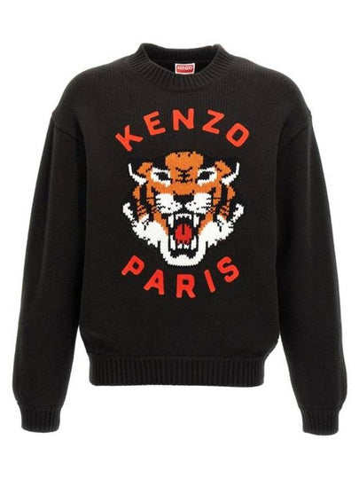 Lucky Tiger Genderless Wool Knit Top Black - KENZO - BALAAN 2