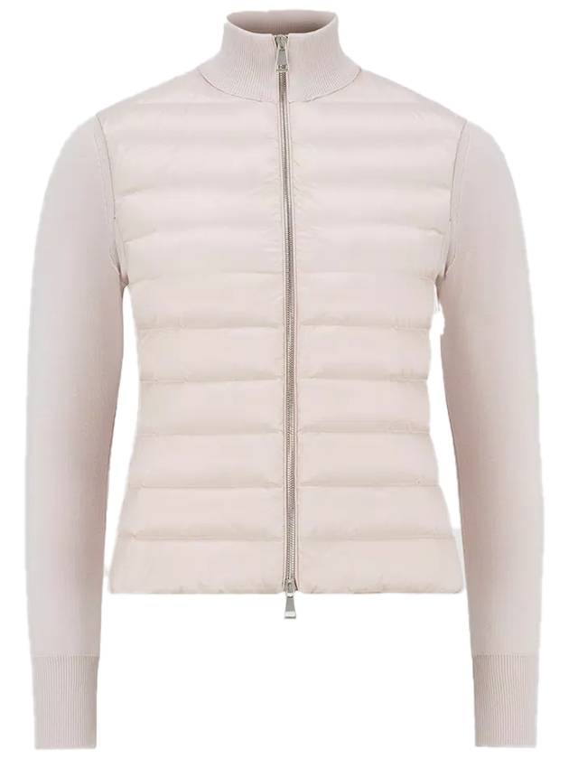 Logo Padded Wool Cardigan Pink - MONCLER - BALAAN 2