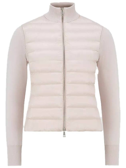 Logo Padded Wool Cardigan Pink - MONCLER - BALAAN 2