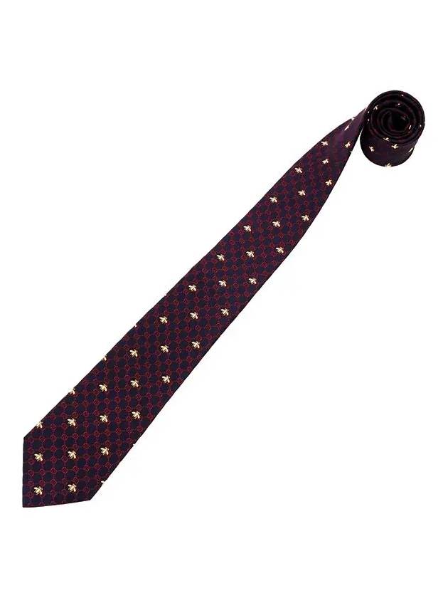 Interlocking GG Pattern Bee Print Tie Navy Red - GUCCI - BALAAN 4