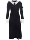 Narugang mouton sleeve lace trim velvet long dress black - NARU KANG - BALAAN 2