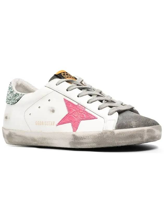 Women's Glitter Tab Superstar Classic Low Top Sneakers White - GOLDEN GOOSE - BALAAN 3