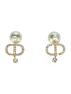 tribal CD logo crystal pearl earrings - DIOR - BALAAN 4