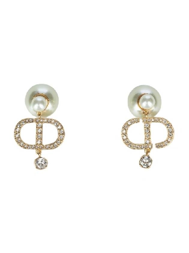 tribal CD logo crystal pearl earrings - DIOR - BALAAN 4