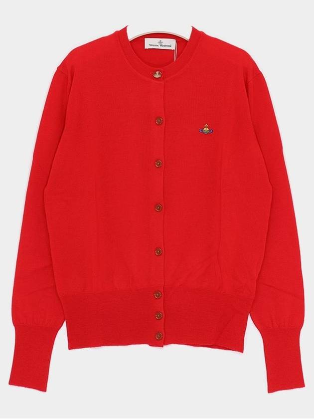 Bea Logo Wool Cardigan Red - VIVIENNE WESTWOOD - BALAAN 1