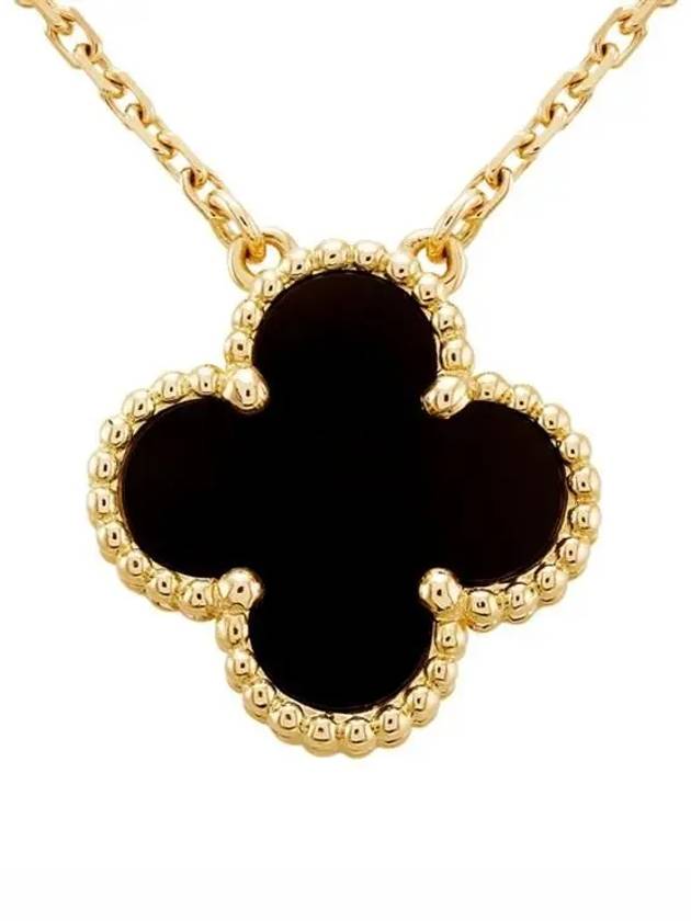 Van Cleef & Arpels Vintage Alhambra Pendant Nacklace Yellow Gold Onyx - VANCLEEFARPELS - BALAAN 4