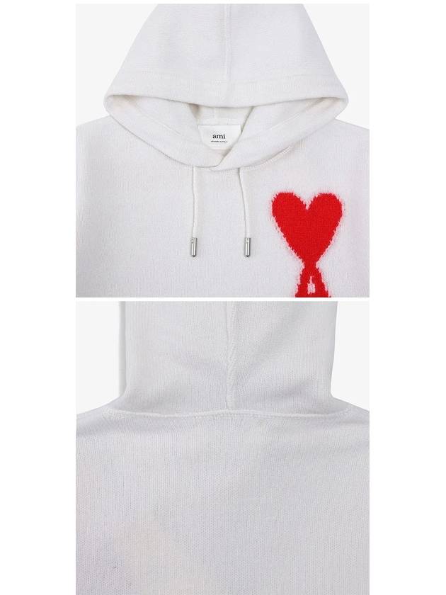 Big Heart Logo Wool Hoodie White - AMI - BALAAN 6