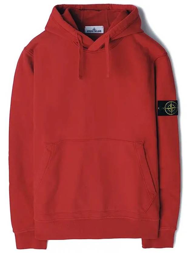 Logo Patch Cotton Fleece Hoodie Red - STONE ISLAND - BALAAN 2