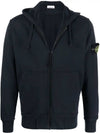 Men's Wappen Patch Fleece Zip Up Hoodie Avio Blue - STONE ISLAND - BALAAN 2