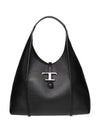 T Timeless Medium Leather Shoulder Bag Black - TOD'S - BALAAN 2