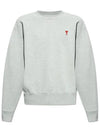 Cotton Heart Logo Sweatshirt Grey - AMI - BALAAN 2