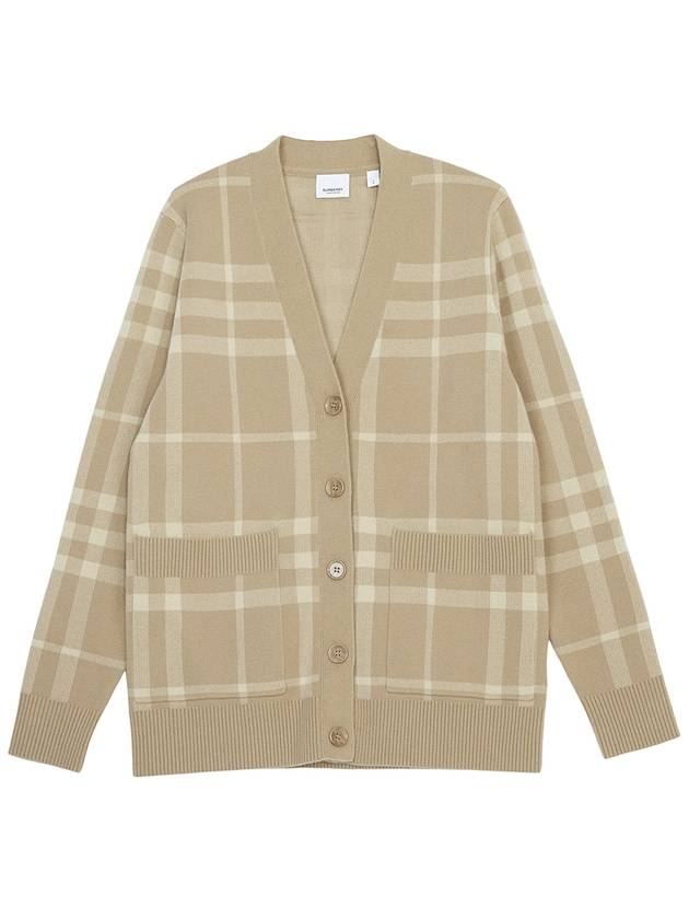 Check Pattern Buttoned Cardigan Beige - BURBERRY - BALAAN 2