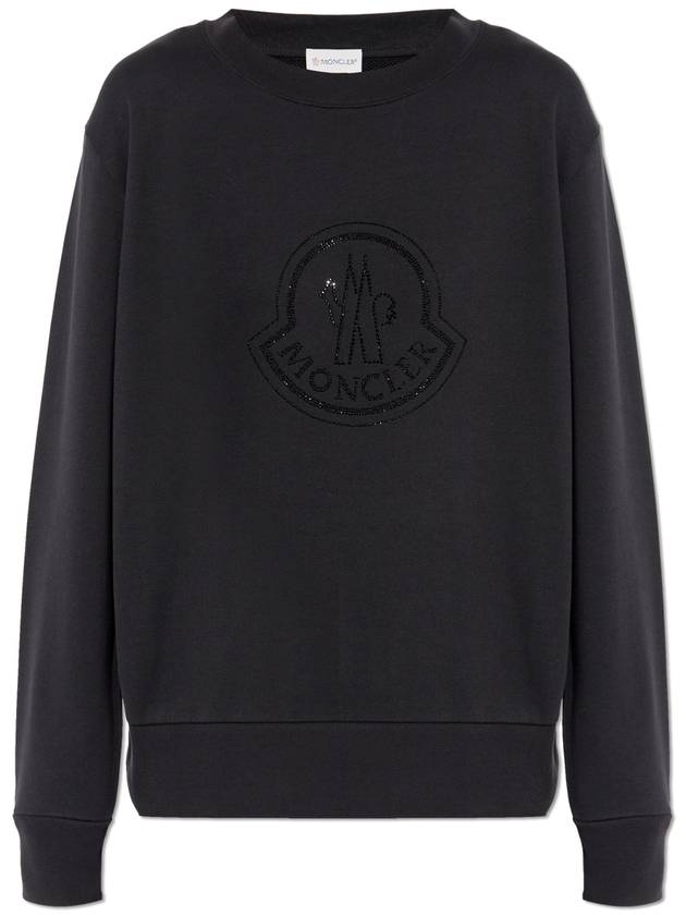 Crystal Logo Sweatshirt Black - MONCLER - BALAAN 2