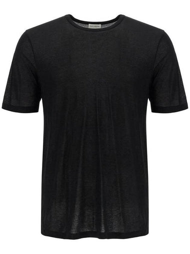 Basic Short Sleeve T-Shirt Black - SAINT LAURENT - BALAAN 1