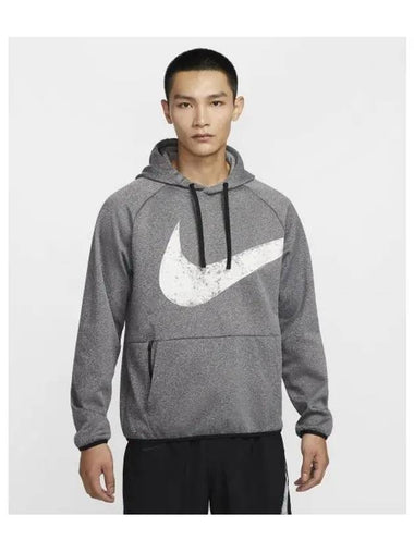 Therma Fit Swoosh Pullover Hoodie M Black Heather White FZ1073 010 - NIKE - BALAAN 1