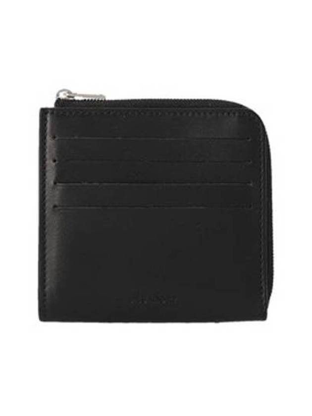 Zipper Leather Card Wallet Black - JIL SANDER - BALAAN 1