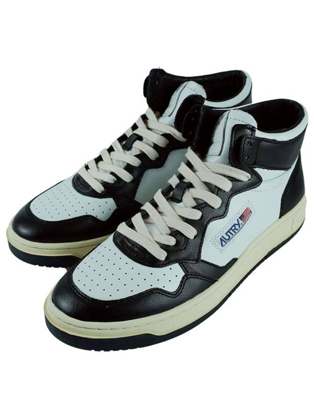 Medalist Leather High-Top Sneakers White Black - AUTRY - BALAAN 2