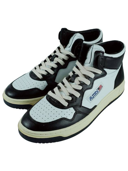 Men's Medalist Leather Mid Sneakers White Black - AUTRY - BALAAN 2