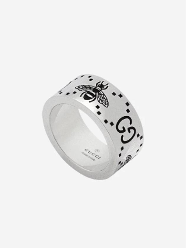 GG Bee Engraved Wide Ring YBC728304001 Silver - GUCCI - BALAAN 2