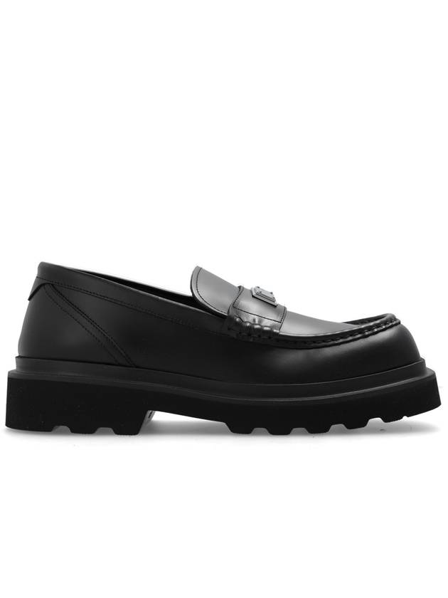 Metal Logo Tag Leather Loafers Black - DOLCE&GABBANA - BALAAN 2