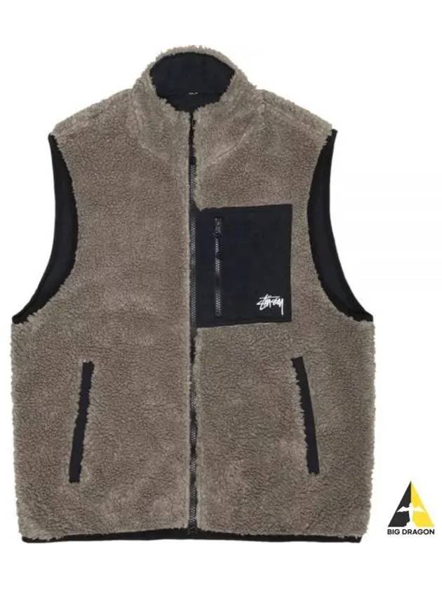 118528 STONE Sherpa Reversible Vest - STUSSY - BALAAN 1