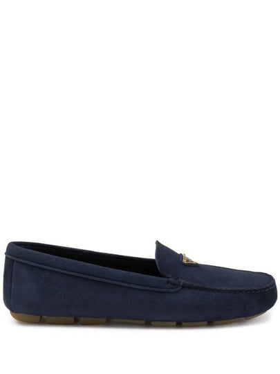 Triangle Logo Suede Driving Shoes Navy - PRADA - BALAAN 2