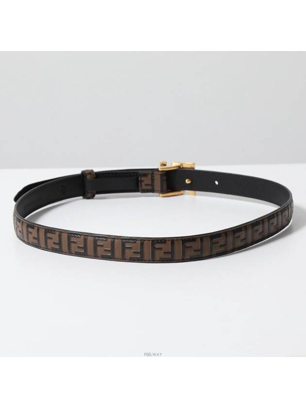 FF Square Stud Buckle Leather Belt Brown - FENDI - BALAAN 7