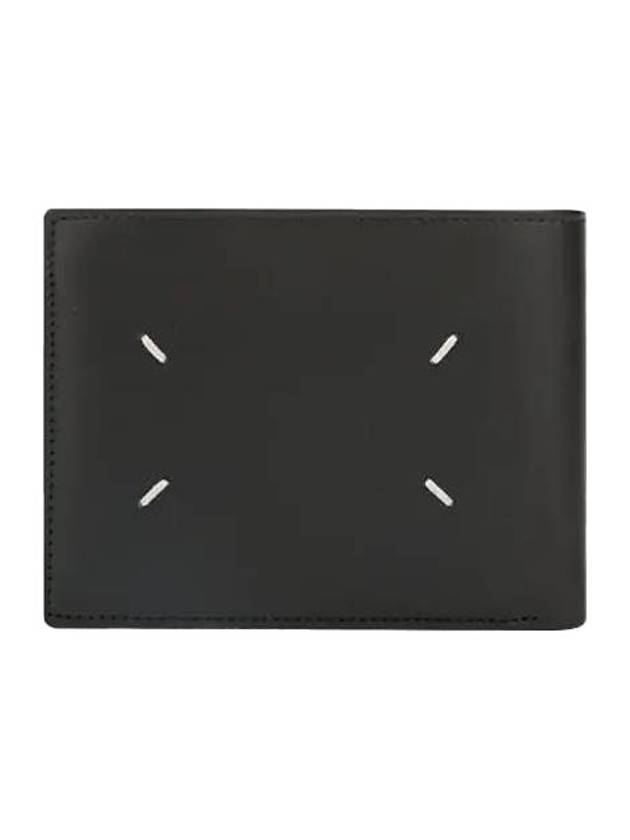 Stitched Zipper Half Leather Wallet Black - MAISON MARGIELA - BALAAN 1