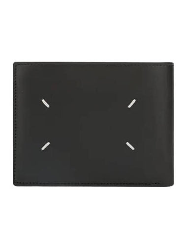 Stitched Zipper Half Leather Wallet Black - MAISON MARGIELA - BALAAN 1