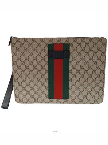 433665 Three stripe GG strap clutch bag - GUCCI - BALAAN 1