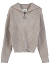 High-neck Virgin Wool Knit Top Beige - AMI - BALAAN 11