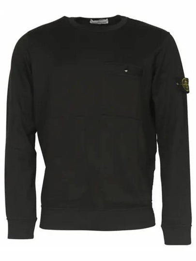 Men's Wappen Patch Pocket Crew Neck Sweatshirt Black - STONE ISLAND - BALAAN 2