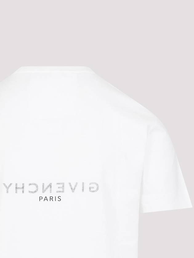 Men's Reverse Logo Round Slim Short Sleeve T-Shirt White - GIVENCHY - BALAAN 4