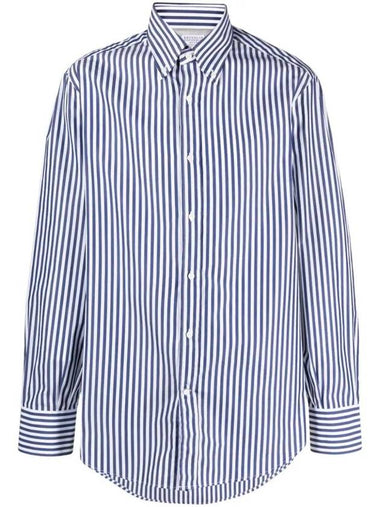 Candy Stripe Cotton Long Sleeve Shirt - BRUNELLO CUCINELLI - BALAAN 1