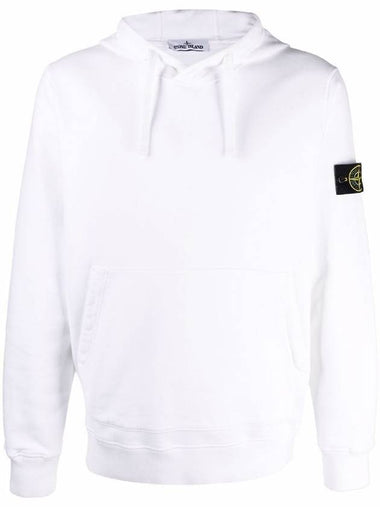 Wappen Patch Brushed Cotton Fleece Hoodie White - STONE ISLAND - BALAAN 1