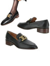 Women's Gold Logo Chain Leather Loafers Black - TOD'S - BALAAN.