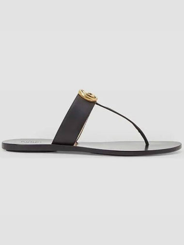 GG Marmont Tbar flip flop sandals slippers black - GUCCI - BALAAN 1