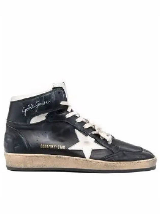 Men's Sky Star Nappa Leather High Top Sneakers Black - GOLDEN GOOSE - BALAAN 2