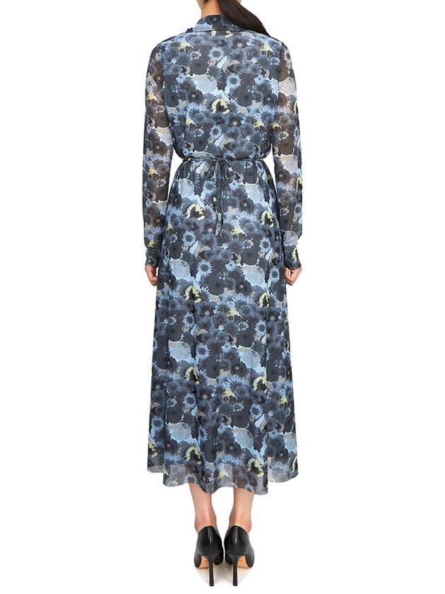 Women's Floral Wrap Long Dress Blue - GANNI - BALAAN 6