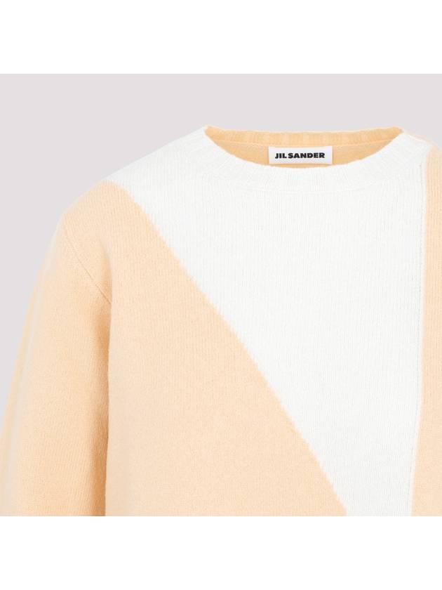 Two Tone Jacquard Wool Knit Top Orange - JIL SANDER - BALAAN 5