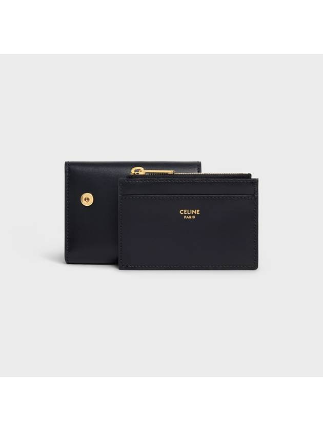 Triomphe Compact Shiny Calfskin Coin Half Wallet Black - CELINE - BALAAN 6