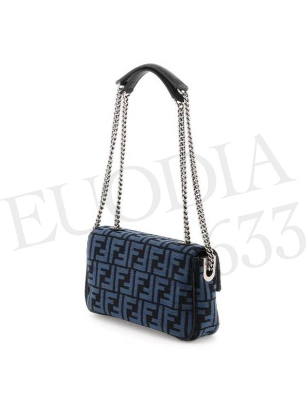 Baguette Chain Medium Shoulder Bag Blue - FENDI - BALAAN 3