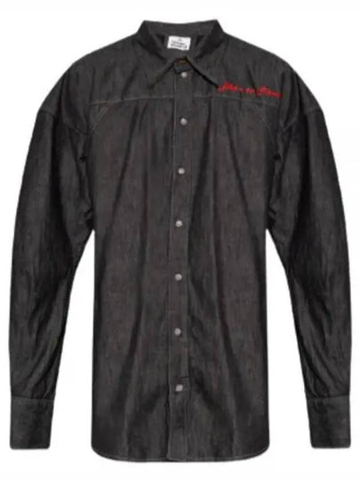 Football Denim Cotton Long Sleeve Shirt Black - VIVIENNE WESTWOOD - BALAAN 2