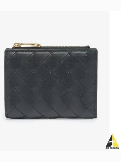 Intrecciato Zipper Small Half Wallet Black - BOTTEGA VENETA - BALAAN 2