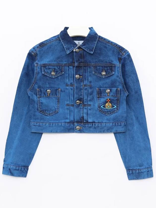 Marlene Crop Top Denim Jacket Blue - VIVIENNE WESTWOOD - BALAAN 3