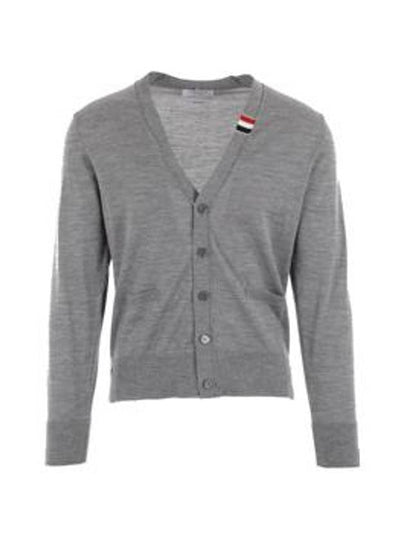 Men's Jersey Stitch V-Neck Cardigan Light Grey - THOM BROWNE - BALAAN 2