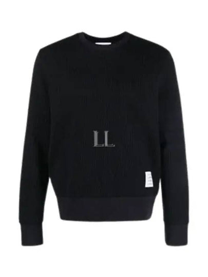 Seersucker Loopback 4 Bar Crew Neck Sweatshirt Navy - THOM BROWNE - BALAAN 2